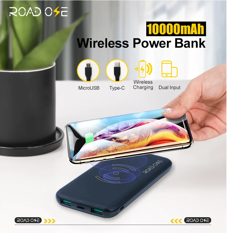 Dual Usb Outputs Qi Standard Mobile Power Bank 10000mah Wireless Charger - ANKUX.COM