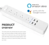 Multiple US Plug 4 USB Port Alexa Google Home Voice Remote Control WiFi Intelligent Electric Socket Surge Protector Power Strip