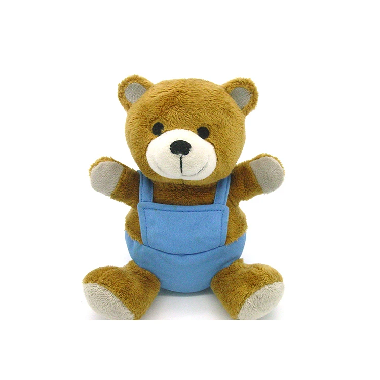oem 工厂制造软毛绒动物可爱毛绒棕熊与蓝色的衣服