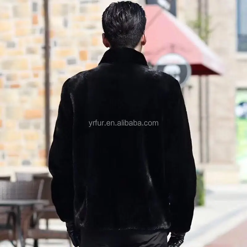 YR1130 Winter Good Quality Outfits Men Mink Fur Coats Black Men's Jackets