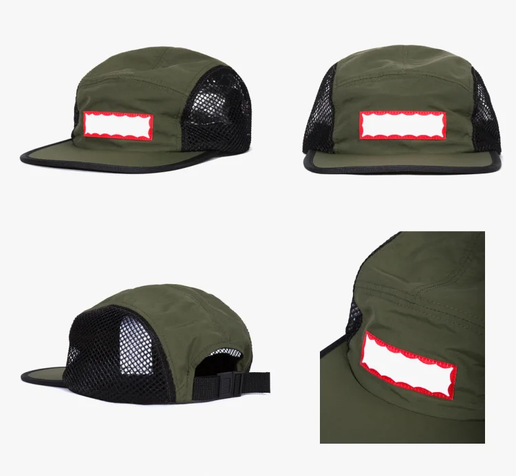 New Style Black Sports Outdoor Dry Fit 5 Panel Running Nylon Mesh