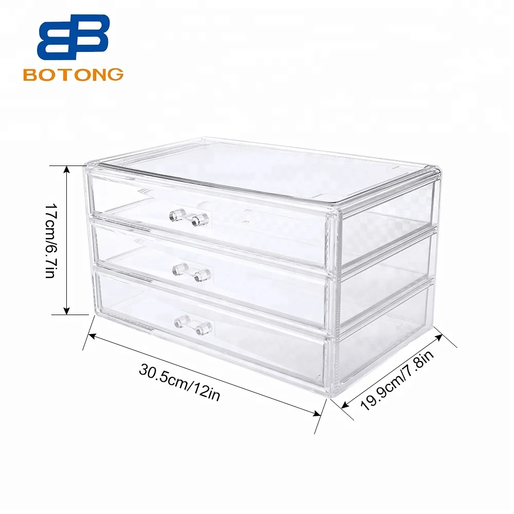 Factory Wholesale Ps Acrylic Makeup Cosmetic Organizer Counter Display Stackable Case Jewelry Box Transparent With 3 Drawers Buy Acrylic Storage Drawers Acrylic Stackable Storage Drawer Single Clear Acrylic Storage Drawer Product On Alibaba Com