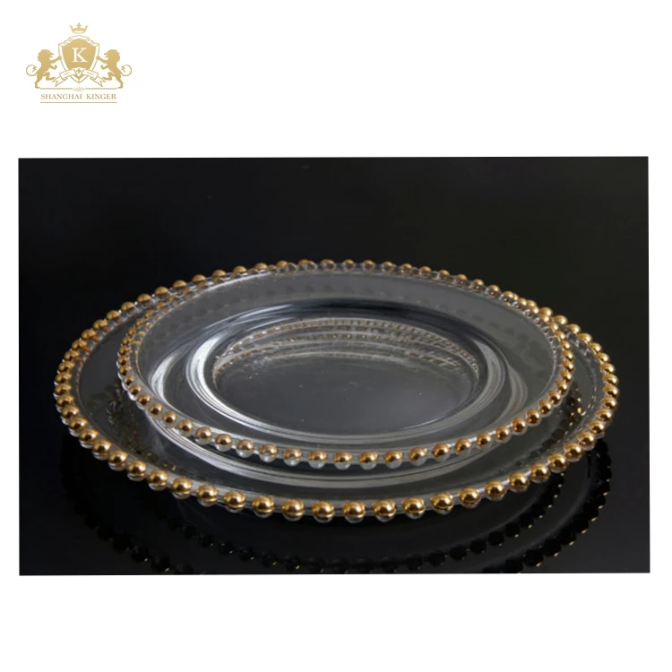 Popular Silver Bead Glass Under Plates For Wedding Party Home Decor