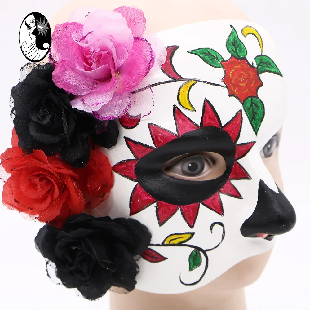 迷人的凤凰动物脸派对面具伪装桑巴球嘉年华狂欢节面具手绘半脸派对