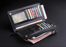 2016 New Business Long Designer Men s leather wallet with zipper Man Purse with Coin Pocket