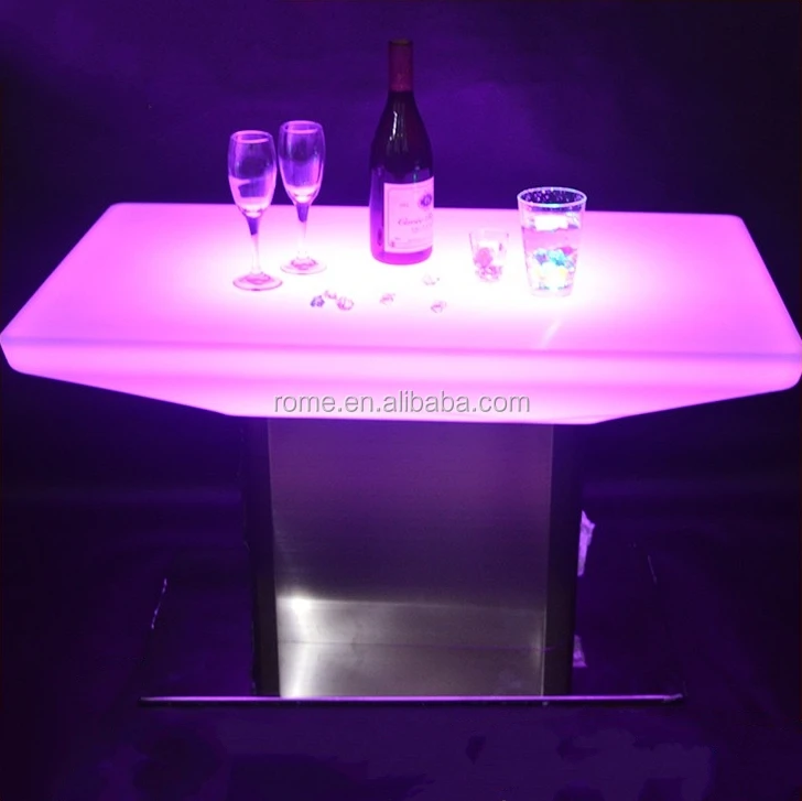 Modern Led Light Furniture Bar Table Led Buffet Table With Glass Top