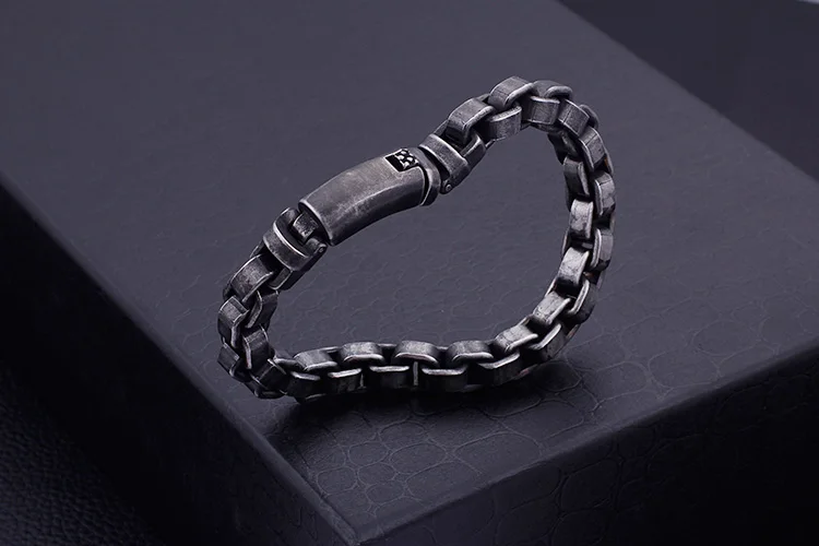KALEN 316 Stainless Steel 22CM Brushed Box Link Chain Bracelets For Men