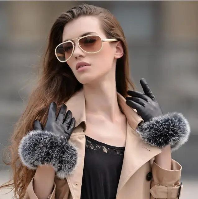 Women #8217 s autumn and winter thicken fleece lining glove lady #8217 s natural fox fur glove genuine leather driving glove R282 cheap Gloves Mittens Adult Fashion Solid Oytall Wrist Women #8217 s autumn and winter thicken fleece lining glove lady #8217 s natural fox fur glove genuine leather driving glove R282 cheap Gloves Mittens Adult Fashion Solid Oytall Wrist