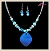 Fashion women colorful bead stone chunky shell charm pendant necklace and earring