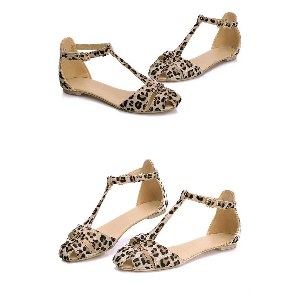 womens leopard flat sandals