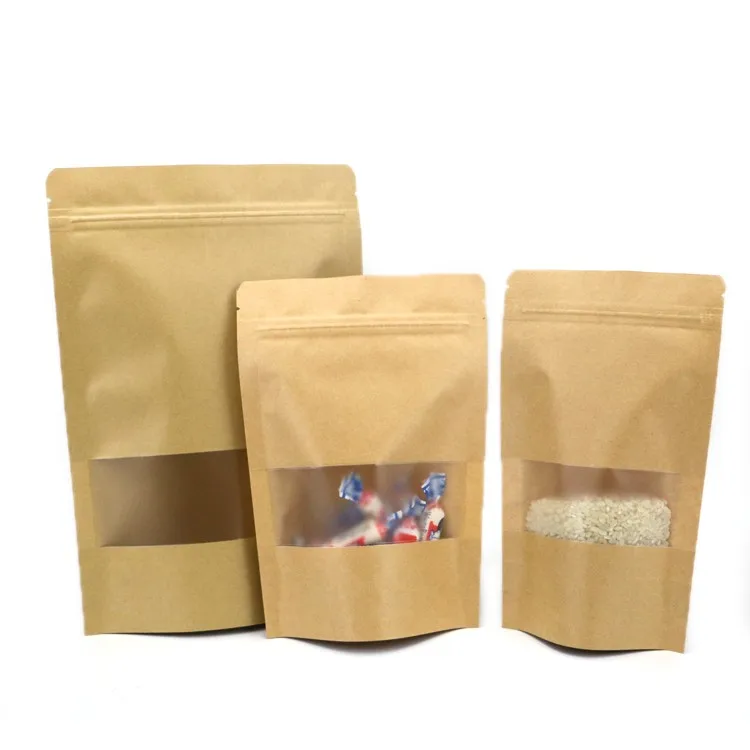 Low Moq Spice Packaging Kraft Paper Ziplock Bags With Window - Buy ...