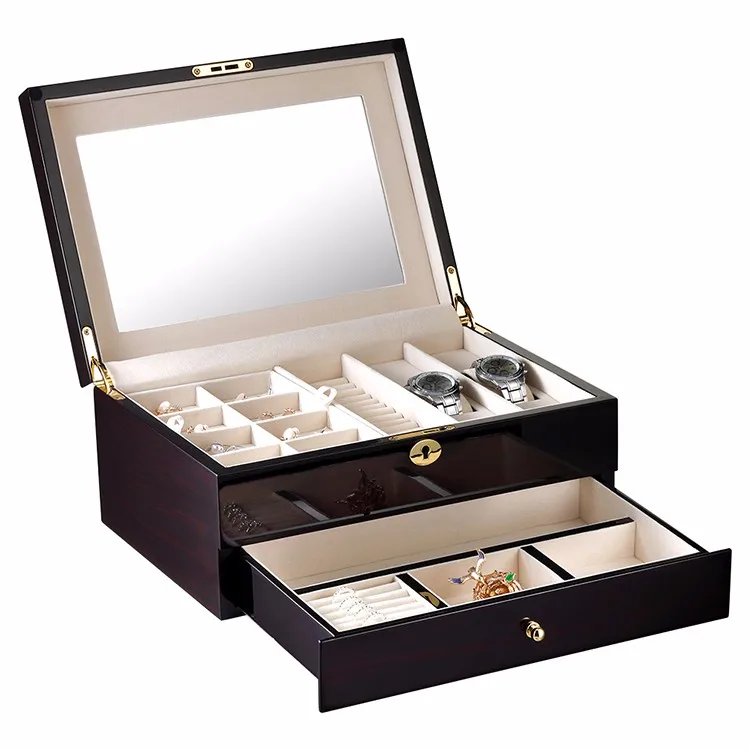 Travel Large Luxury Jewelry Box Tiffany Blue Storage Wooden Jewelry