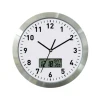12 inch date and temperature display weather aluminium wall clock for home decor