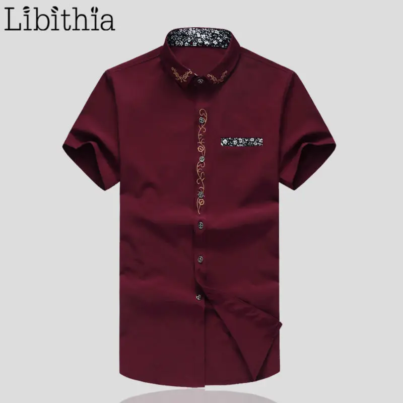 Compra mens camisas de vestido bordado online al por mayor
