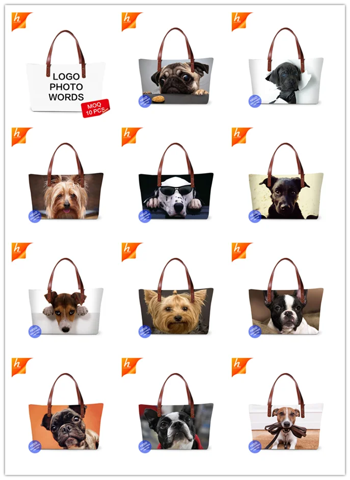 Durable Designer Handbags 2018 Women Bags Cute Animal Dog Print Tote Bag for School Girl Alibaba