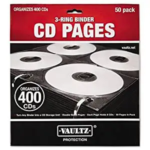 Vaultz Two-Sided CD Refill Pages for Three-Ring Binder, 50/Pack