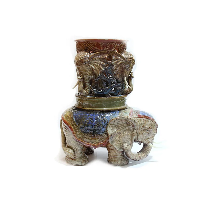 Vintage Large Ceramic Howdah Elephant Stand Statue Home Decor Vintage Large Ceramic Howdah Elephant Stand Statue Home Decor