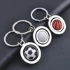 Sports Gym soccer team club league keychain, custom logo metal souvenirs football basketball tennis ball key chain ring keyring