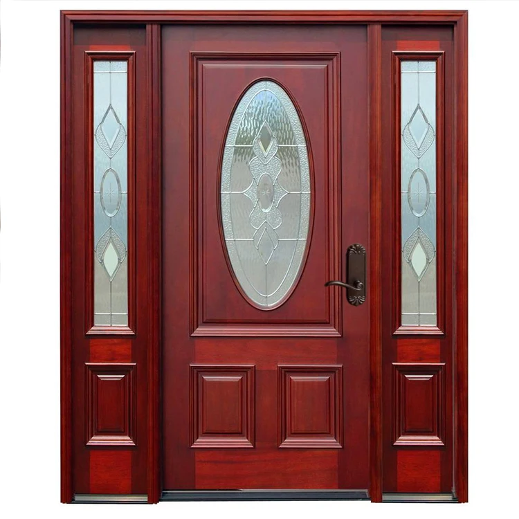 Rustic House Main Entrance Two Panels Solid Wooden Front Doors