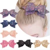 Haoxie Glitter Hair Bows Boutique Hair Clips Multi Color Glitter Sequins Big Hair Bows For Baby Girls Teens Toddlers