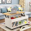 Mdf top expand furniture high wooden lift coffee table with drawer