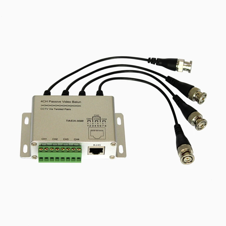 4 channel male BNC passive twisted-pair video balun for cctv system