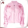 New Fashionable Women Satin Bomber Custom Pink Bomber Down Jacket