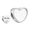 FOREWE 925 Sterling Silver Custom Photo Charm Thank You Heart Shape Beads fit Charm Bracelet DIY Jewelry