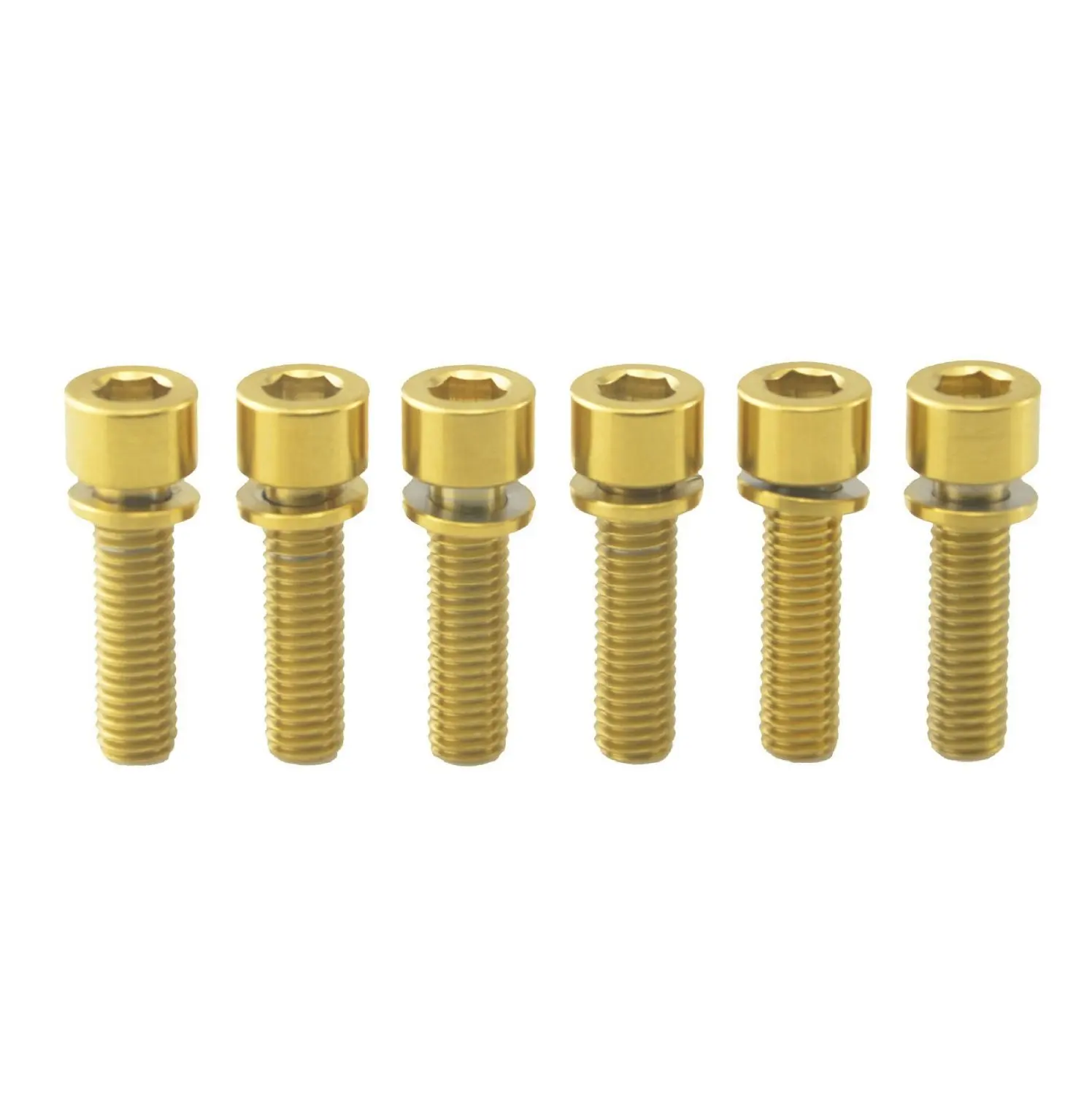 Wanyifa Titanium Ti Gold M5x18mm Screw With Washer Allen Head Bolt For Bike Stem Pack of 6