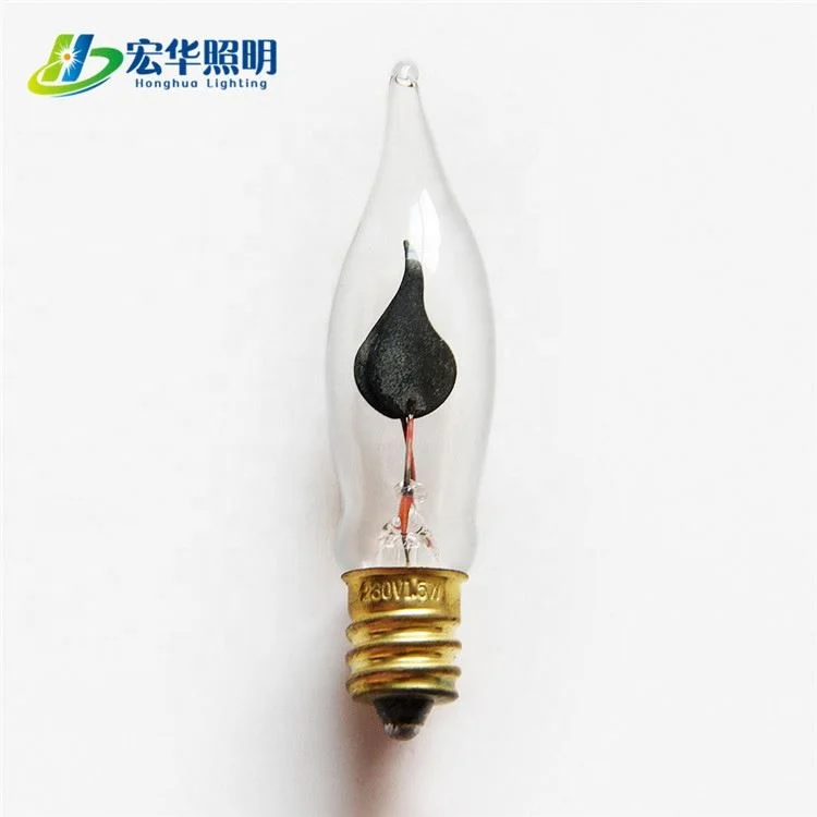 S18 E14 Clear glass 360 degree smd indoor candle flicker flame lamp light bulb
