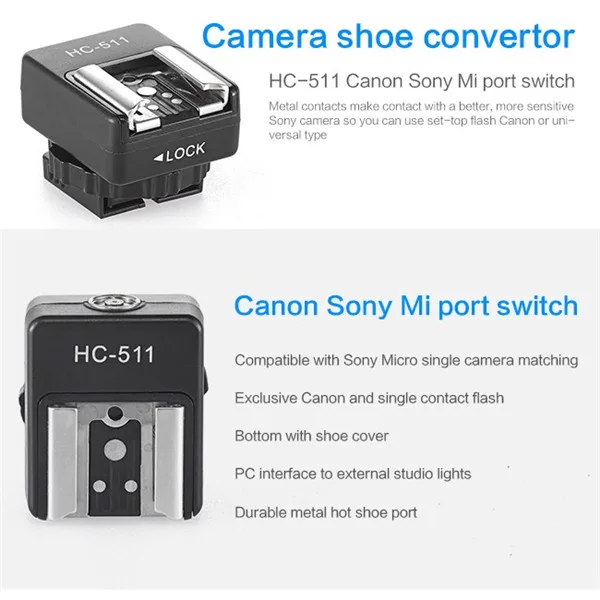 Adaptador zapata flash convertidor port fotógrafos metal plástico durable 