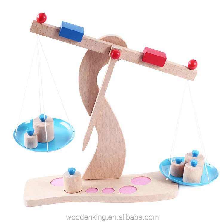 childrens wooden weighing scales