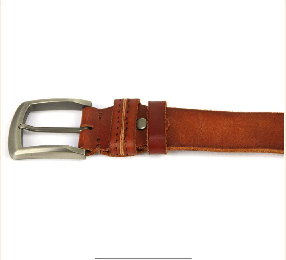 Customized Casual style Men Belt Top Grain Cow Leather belts with Copper Buckle 2.jpg