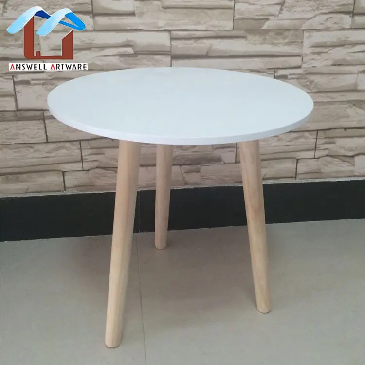 Moderne Einfache Hause Drei Füße Weiß Runde Holz Side Kaffee Tisch