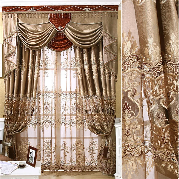Thick Luxury Shade Jacquard Fabric And Sheer In House Window
