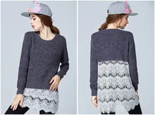 On sale 2015 fashion design plus size women lace pullover big size 4xl women autumn font