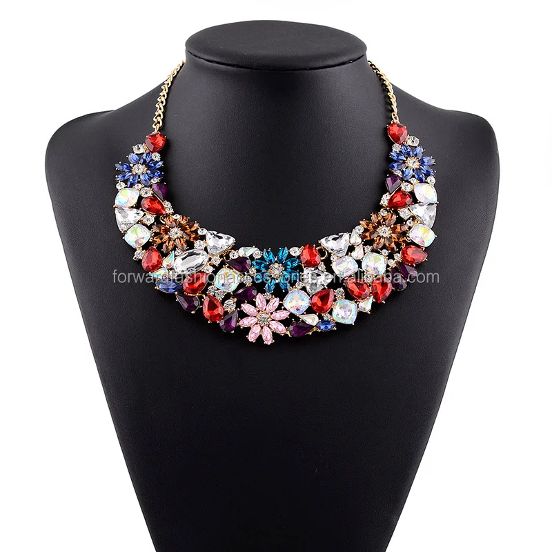 full gemstone lady bib choker