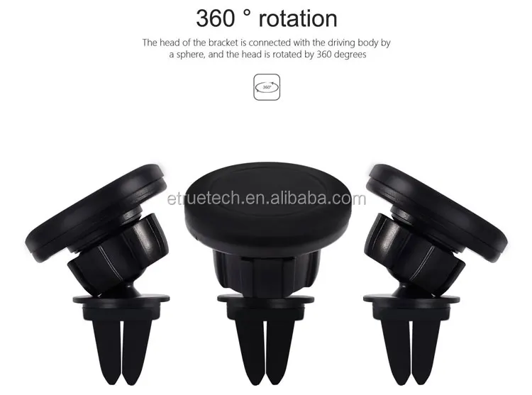 Air vent car mobile phone holder; one touch 360 degree magnetic car phone holder for iphone samsung smartphone