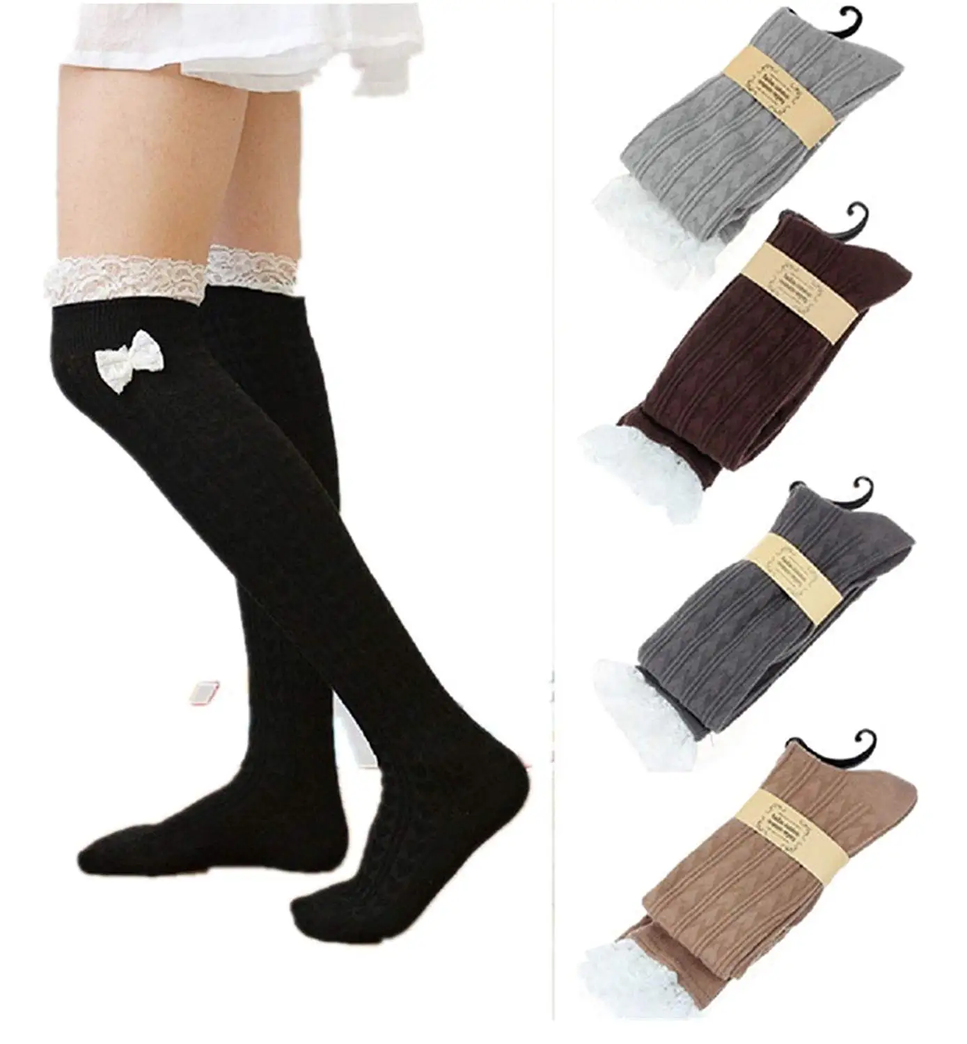 Womens Over the Knee High Socks HP95 Winter Knited Leg Warmers TM