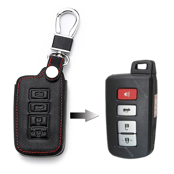 Leather Remote Key Chain Holder Case Cover for TOYOTA Camry Highlander 