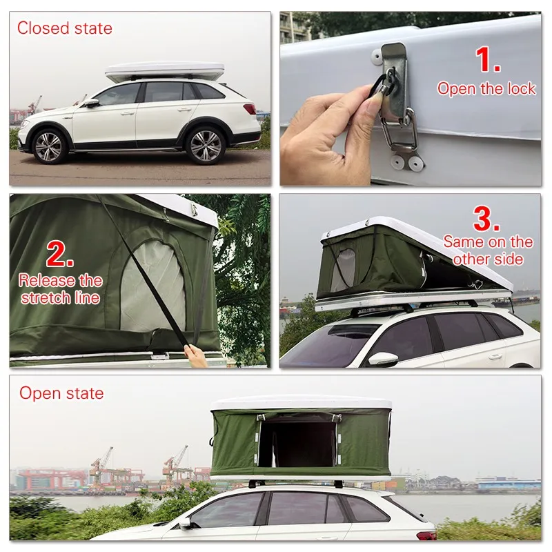 Yy Gfrp Waterproof Hard Shell Car Roof Top Tent Outdoor Fiberglass Roof