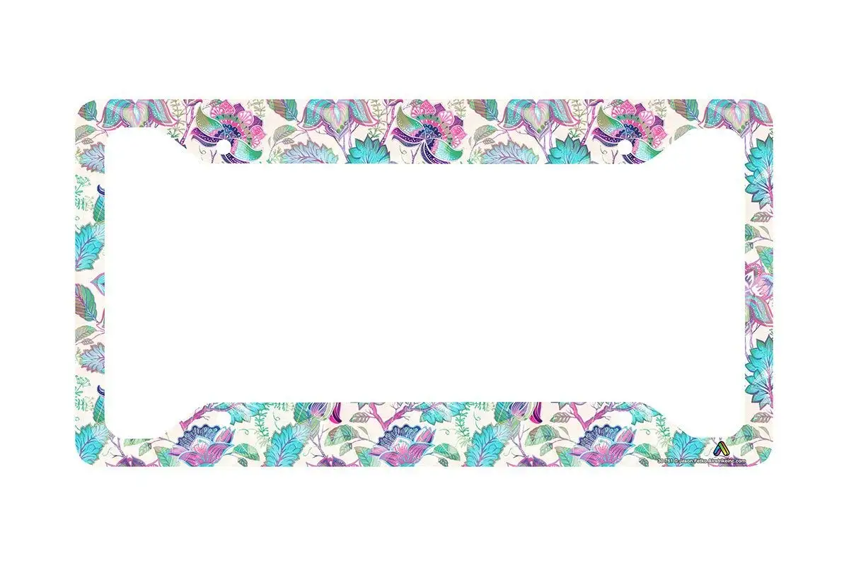 Style In Print Tropical Flowers and Palm Tree Leaves Car License Plate Frame Tag Holder 4 Hole