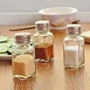 Square Cruet glass cooking spices jar with lid for Pepper Pulverous glass spices jar