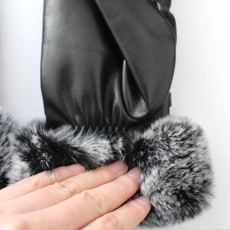 rex rabbit fur cuff mittens gloves imporer with embroidery for laides