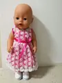 fashion doll clothes pink dress Wear fit 43cm Baby Born zapf dress for American girl best