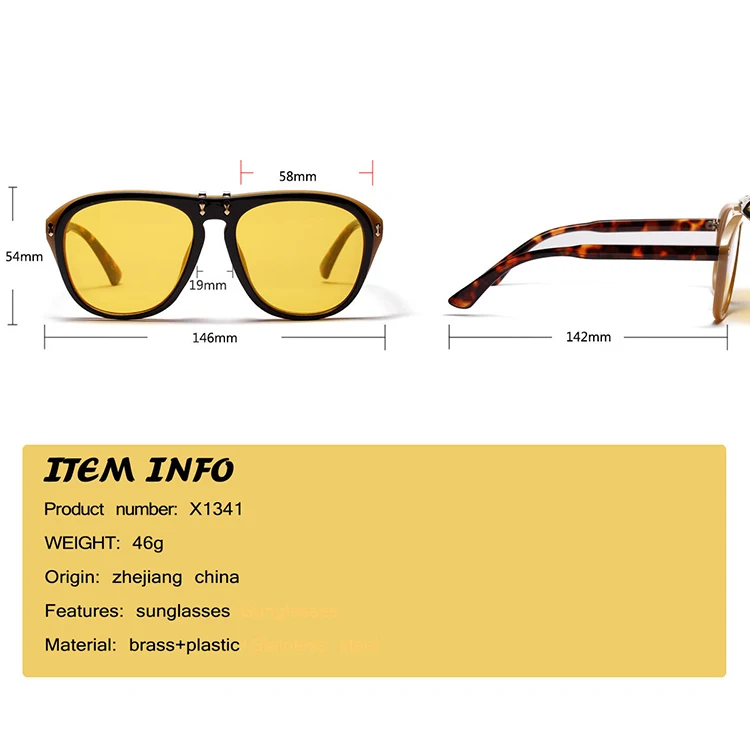 Whmx1341 Fashion Double Lenses Clipon Sunglasses Top Grade Flip