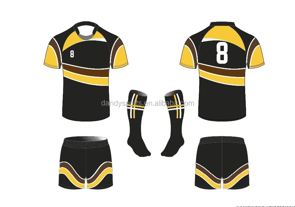 100 Polyester Heavy Weight Black Yellow Rugby Shirt/jersey Buy 100