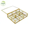 gold Luxury Chocolate ,Candy Display Storage Tray Case Organiser lid , custom glass brass strip wedding jewellery sweet box
