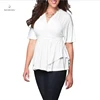 2019 hot sale plus size women clothing big size half sleeve lace-up shirts v-neck 6xxx pure colorful top dress for sexy lady