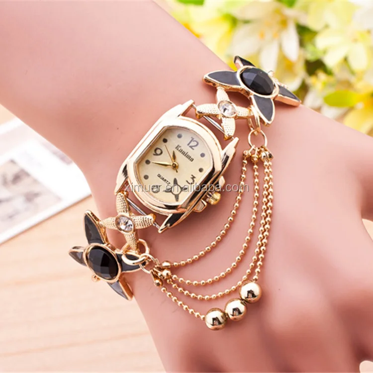 Pretty Fashion Bracelet Watch Gold Bead Chain Tassels Watches Buy Tassels Watches,Gold Watch